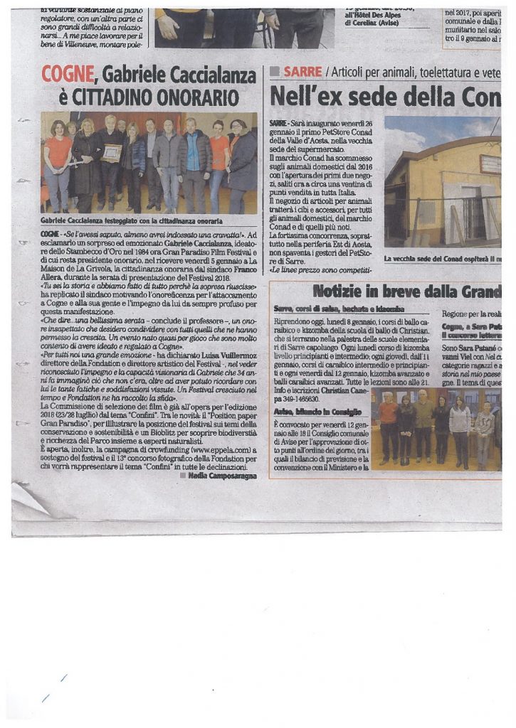 08_01_2018 Cogne Gabriele Caccialanza è cittadino onorario