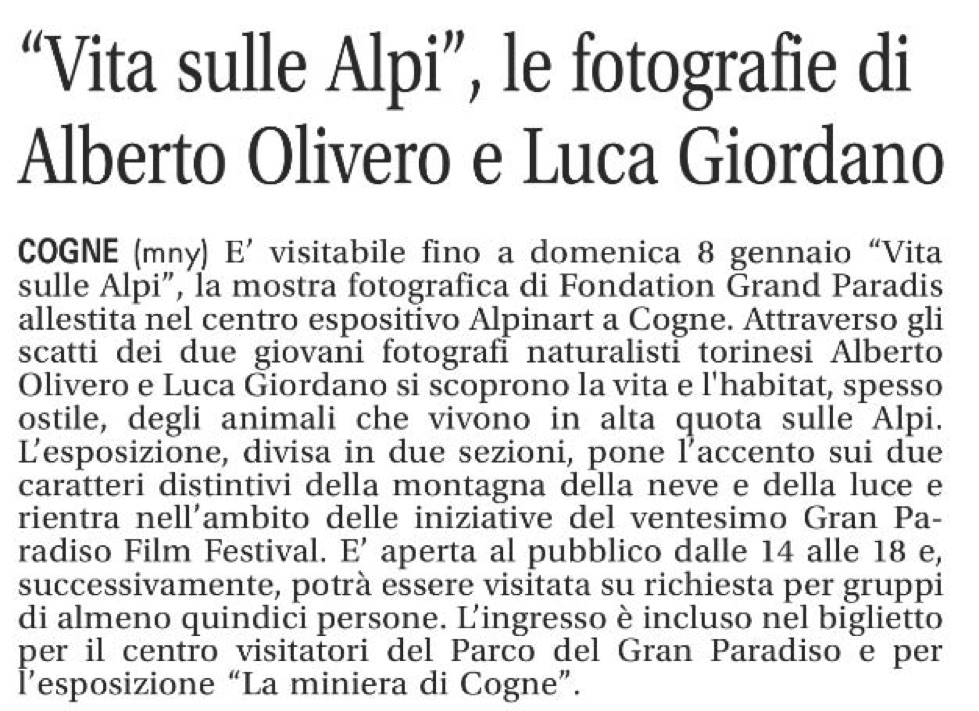 2016-12-31 La Vallée notizie Vita sulle Alpi le fotografie di Alberto Olivero e Luca Giordano
